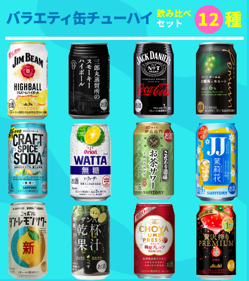 バラエティ缶チューハイ　12種飲み比べセット (Ａ)